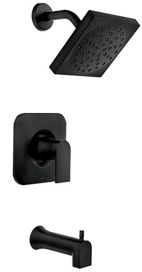 Moen 82760BL Tub/Shower, Rain Shower Showerhead, 1.75 gpm Showerhead, 1-Spray Setting, Diverter Tub Spout, 1-Handle