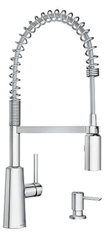 Moen Nori Series 87897 Pre-Rinse Spring Pulldown Kitchen Faucet, 1.5 gpm, 1-Handle, Metal, Chrome, Lever Handle