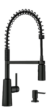 Moen Nori 87897BL Pre-Rinse Spring Kitchen Faucet, 1.5 gpm, 1-Handle, Metal, Matte Black, 2-Spray Function