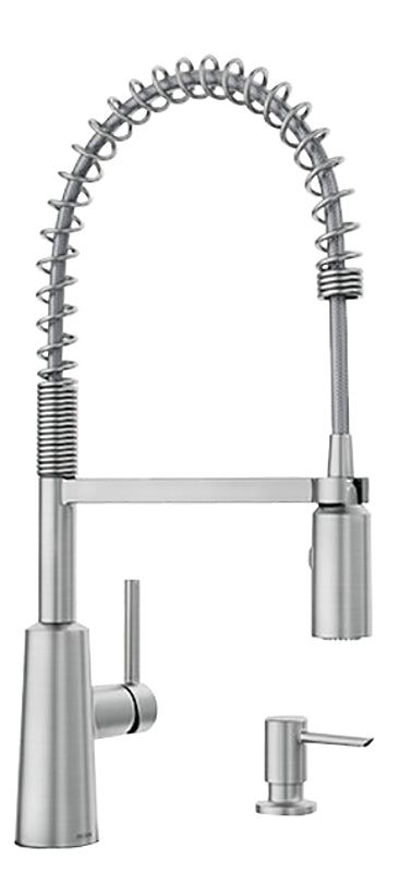Moen Nori Series 87897SRS Pre-Rinse Spring Kitchen Faucet, 1.5 gpm, 1-Handle, Metal, Spot Resist Brushed Nickel