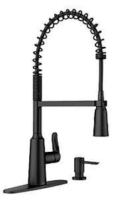 Moen Edwyn 87807 Series 87807BL Pull-Down Kitchen Faucet, 1.5 gpm, 1-Handle, 1, 4-Faucet Hole, Metal, Matte