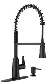 Moen Edwyn 87807 Series 87807BL Pull-Down Kitchen Faucet, 1.5 gpm, 1-Handle, 1, 4-Faucet Hole, Metal, Matte