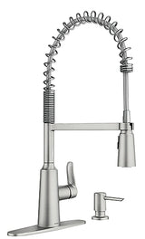 Moen Edwyn Series 87807SRS Pull-Down Kitchen Faucet, 1.5 gpm, 1-Handle, 1-Faucet Hole, Metal, Lever Handle