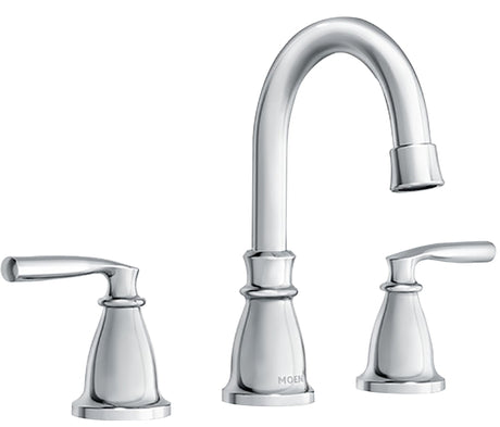 Moen Hilliard Series 84539 Bathroom Faucet, 1.2 gpm, 2 -Faucet Handle, 3 -Faucet Hole, Brass/Metal, Chrome-Plated