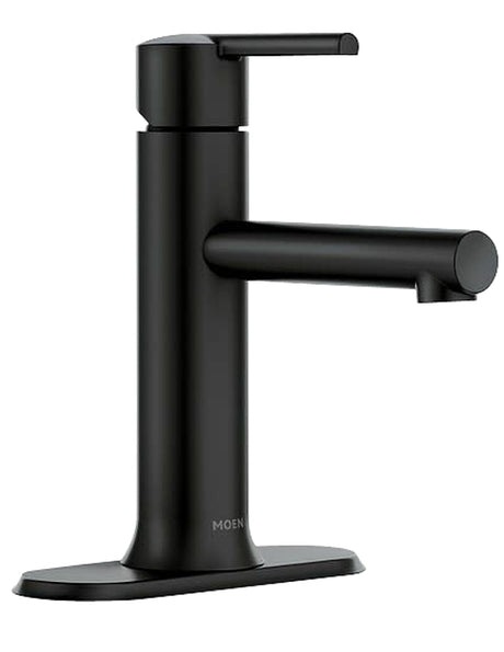 Moen 84770BL Bathroom Faucet, 1.2 gpm, 1-Handle, 1, 3-Faucet Hole, Metal, Matte Black, 4 in Faucet Centers