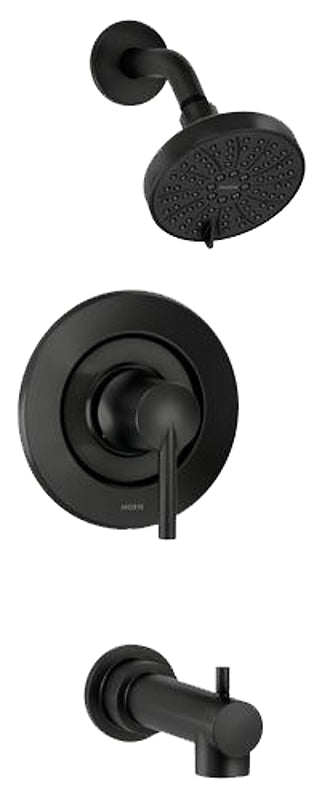 Moen Posi-Temp Arlys 82770BL Tub and Shower Faucet, Standard Showerhead, 1.75 gpm Showerhead, Diverter Tub Spout