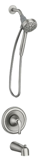 Moen Tiffin Series 82879SRN Tub and Shower Faucet, Hand Shower Showerhead, 1.75 gpm Showerhead, 6-Spray Setting, Zinc