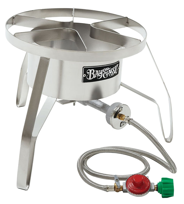 Bayou Classic SS1 Single Jet Cooker, 1-Burner, Propane, 85,000 Btu, Stainless Steel
