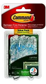 Command 17017CLRAWVPES Light Clip with Foam Strip, 1-1/4 in L x 3/4 in W x 1/2 in H Dimensions, Plastic, Clear