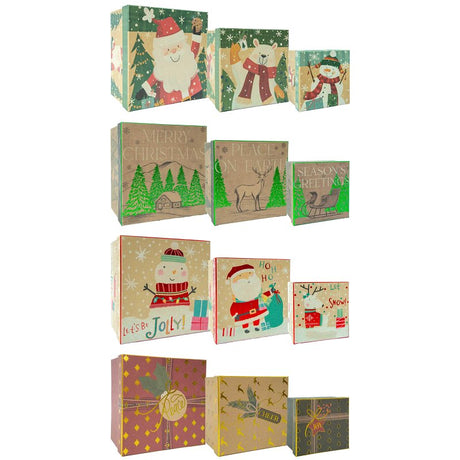 Santas Forest 69911 Hot Stamp Set-Up Box, Cardboard, Assorted Print, Pack of 8