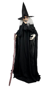 Santas Forest 56911 Animated Witch w/Cane, 6 ft H, Metal, PVC, Internal Light/Music: Internal Sounds, Indoor/Outdoor