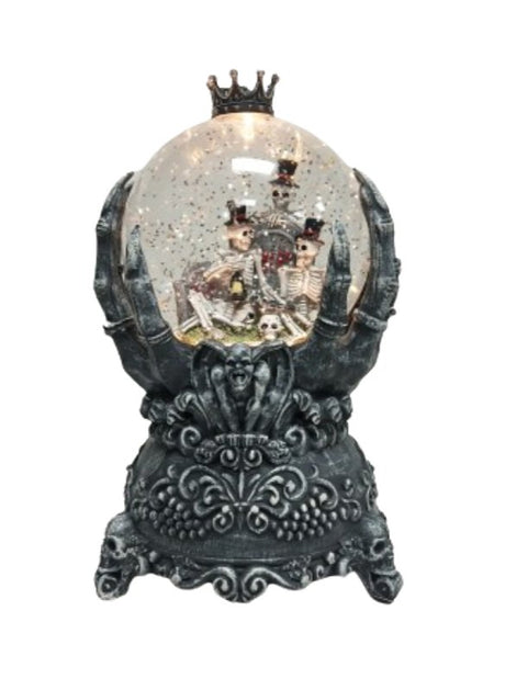 Santas Forest 21947 Halloween Water Globe with Skeleton Hand, 5 in H, Plastic, Black, Internal Light, Indoor, Pack of 4