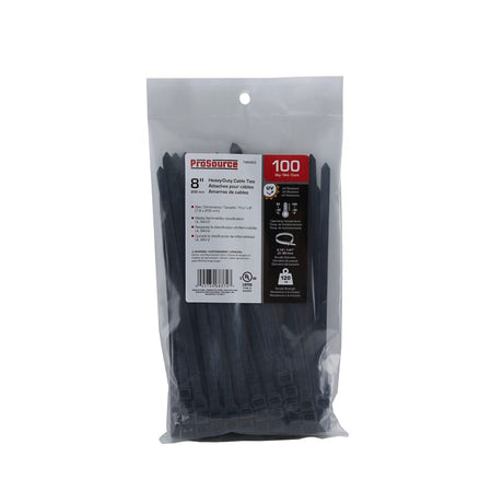 ProSource CT0914 Cable Tie, 8 inches, 120lb Tensile Strength, Self-Locking Locking, Nylon, Black