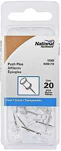 National Hardware V2503 Series N259-713 Push Pin, Polyethylene/Steel, Zinc, Clear