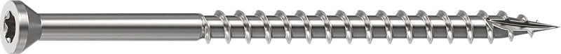 Camo 0350170 Deck Screw, 0.163 in Thread, 3 in L, Trim Head, Star Drive, Sharp, Type-17 Point, 305 Stainless Steel, 100