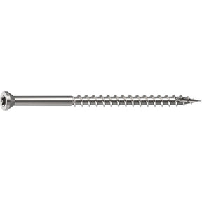 Camo 0350170 Deck Screw, 0.163 in Thread, 3 in L, Trim Head, Star Drive, Sharp, Type-17 Point, 305 Stainless Steel, 100