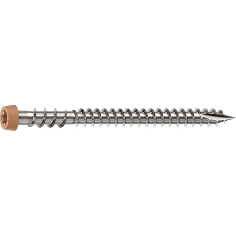 Camo 0367158CS Deck Screw, #10 Thread, 2-1/2 in L, Reverse Upper Thread, Trim Head, Star Drive, Sharp, Cedar