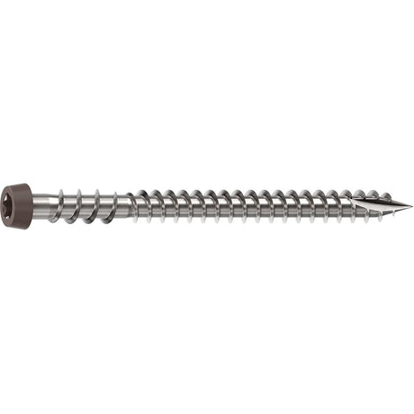 Camo 0367158DS Deck Screw, #10 Thread, 2-1/2 in L, Reverse Upper Thread, Trim Head, Star Drive, Sharp, Dark Brown