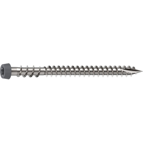 Camo 0367158GS Deck Screw, #10 Thread, 2-1/2 in L, Reverse Upper Thread, Trim Head, Star Drive, Sharp, Dark Gray