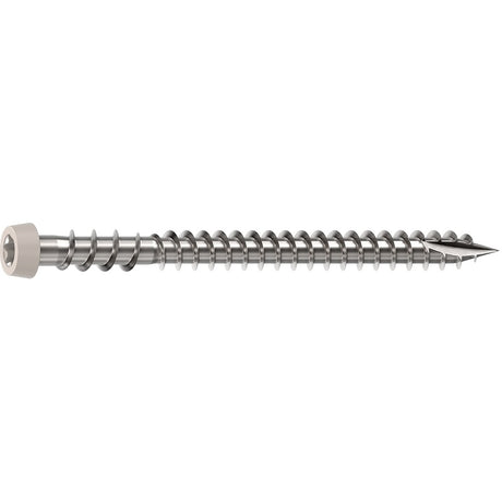 Camo 0367158NS Deck Screw, #10 Thread, 2-1/2 in L, Reverse Upper Thread, Trim Head, Star Drive, Sharp, Stone Gray