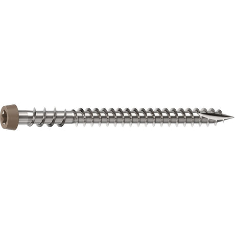 Camo 0367158WS Deck Screw, #10 Thread, 2-1/2 in L, Reverse Upper Thread, Trim Head, Star Drive, Sharp, Marine Grade