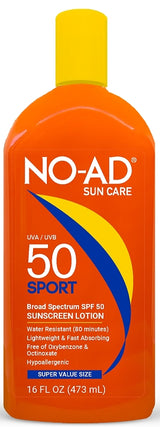 No-Ad NO-AD602 Series Sunscreen Lotion, 16 oz Bottle, White, Fragrance-Free, Pack of 6