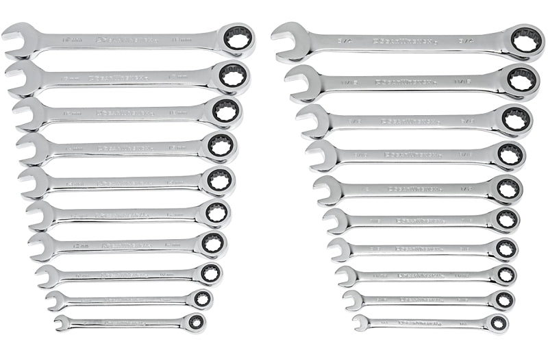GearWrench 35720-06 Ratcheting Combination Wrench Set, 20-Pieces, Alloy Steel, Polished Chrome