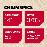 Oregon AdvanceCut S52 14 in. Chainsaw Chain 52 links