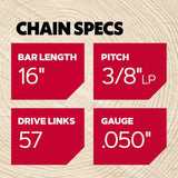 Oregon AdvanceCut S57 16 in. Chainsaw Chain 57 links