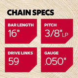 Oregon AdvanceCut S59 16 in. Chainsaw Chain 59 links