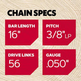 Oregon AdvanceCut 27857 16 in. Bar and Chain Combo 56 links