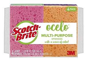Scotch-Brite 7100266373 Multi-Purpose Cleaning Sponge, 4.7 in L, 3 in W, 0.6 in Thick, Cellulose