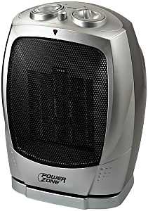 PowerZone PTC-903B Ceramic OSC Heater, 12.5 A, 120 V, 750 to 1500 W, 2-Heat Setting, Gray