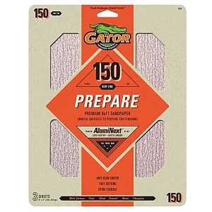 Gator 7264 Premium Sandpaper, 9 in W, 11 in L, 150 Grit, Medium, Latex Backing
