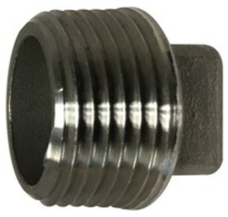 Anderson Metals 62653B Cored Pipe Plug, 1/2 in, Threaded, Square Head, 304 Stainless Steel