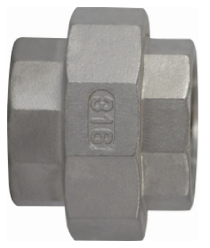 Midland Industries 62603BAG Pipe Union, 1/2 in, FPT, 304 Stainless Steel, 150 psi Pressure