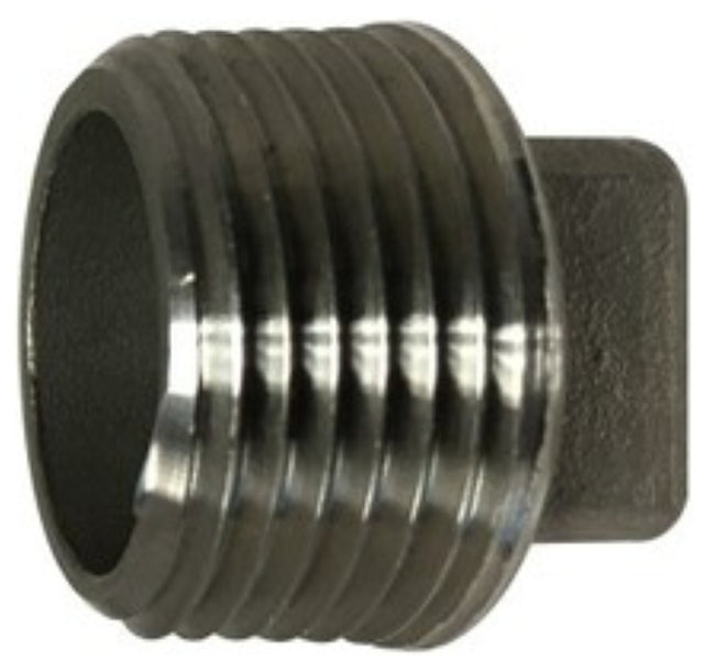 Anderson Metals 62655B Cored Pipe Plug, 1 in, Threaded, Square Head, 304 Stainless Steel