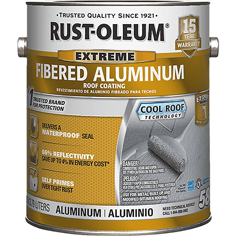 Rust-Oleum 580 Series 301905 Roof Coating, Aluminum, 0.9 gal, Liquid, Pack of 2