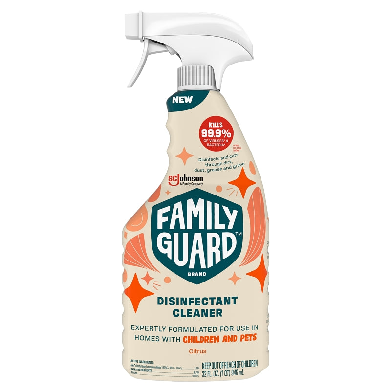 FamilyGuard 860 Disinfectant Cleaner, 32 oz Non-Aerosol Trigger Spray, Citrus, Pack of 8