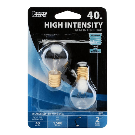 Feit Electric BP40S11N/2/RP Incandescent Bulb, 40 W, S11 Lamp, E17 Lamp Base, 370 Lumens, 2700 K Color Temp, Soft White
