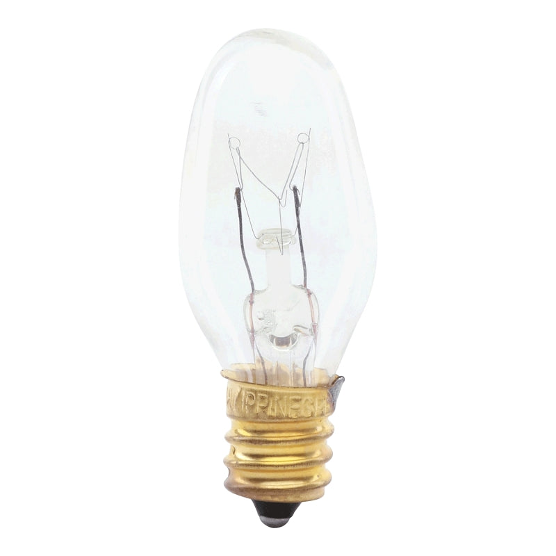 Feit Electric BP4C7/4 Incandescent Bulb, 4 W, C7 Lamp, E12 Candelabra Lamp Base, 2700 K Color Temp, 3000 hr Average Life