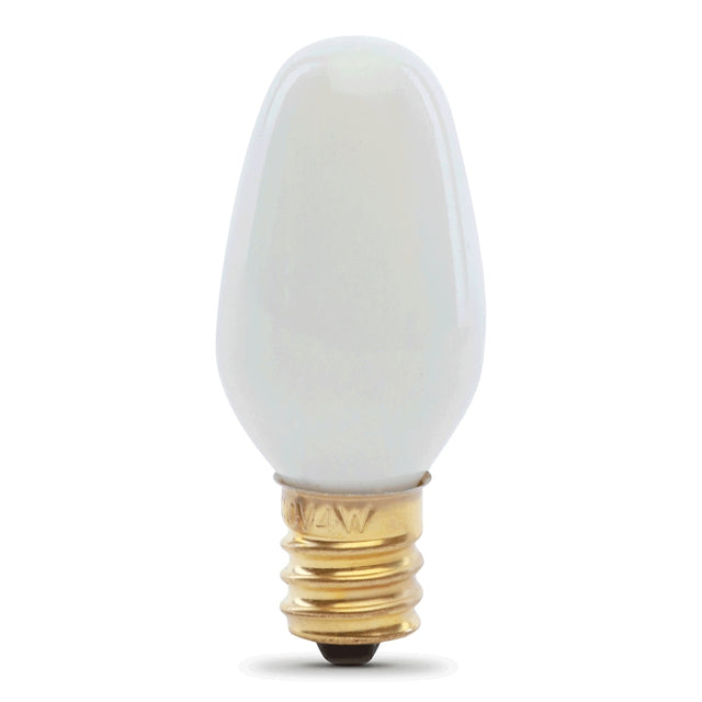 Feit Electric BP4C7/W/4 Incandescent Lamp, White Lamp, 4 W, Candelabra E12 Lamp Base, 2700 K Color Temp