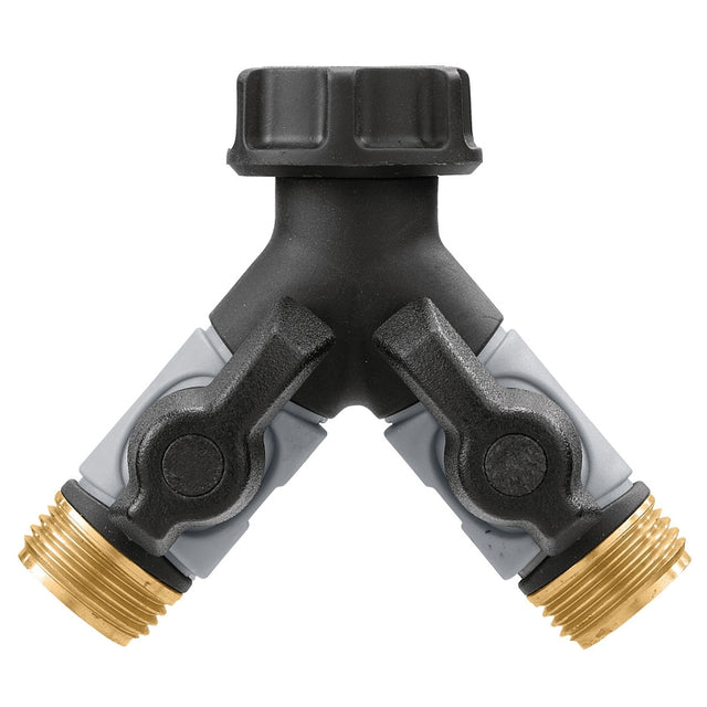 Orbit 56389 Hose Y with Shut-Offs, 3/4 in, Male, Metal Body