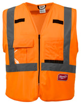 Milwaukee 48-73-5032 Safety Vest, L, XL, Unisex, Fits to Chest Size: 42 to 46 in, Polyester, High-Visibility Orange