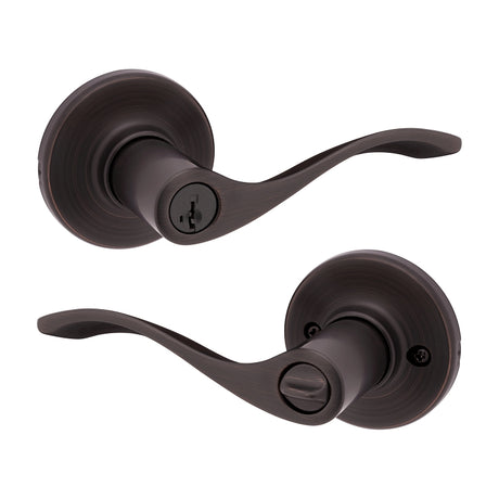 Kwikset 94050-674 Entry Door Lockset, Lever Handle, Venetian Bronze, Zinc, KW1 Keyway, Re-Key Technology: SmartKey