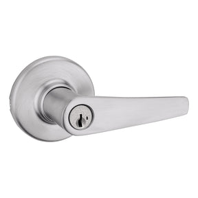 Kwikset 94050-675 Entry Door Lockset, Lever Handle, Satin Chrome, Zinc, KW1, SC1 Keyway, Re-Key Technology: SmartKey