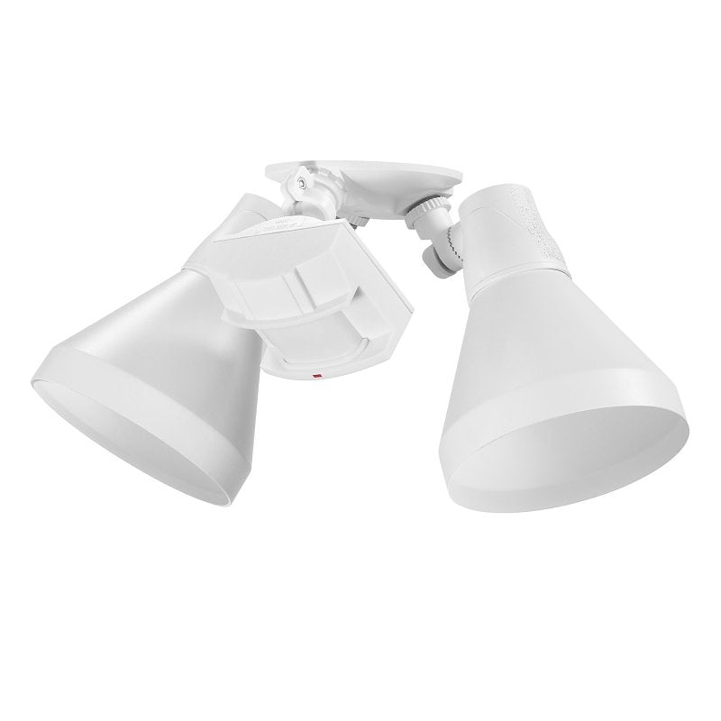 globe 17000138 Security Flood Light, 2 -Lamp, Plastic Fixture, White Fixture