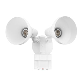 globe 17000138 Security Flood Light, 2 -Lamp, Plastic Fixture, White Fixture