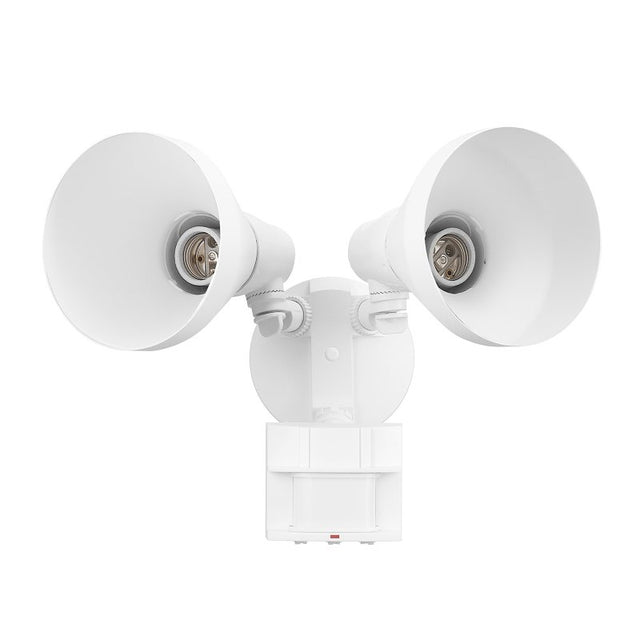 globe 17000138 Security Flood Light, 2 -Lamp, Plastic Fixture, White Fixture