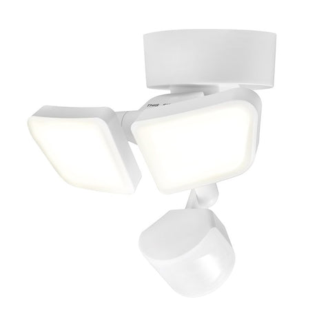 globe 17000203 Security Flood Light, 120 V, 22 W, 2 -Lamp, LED Lamp, Bright White, 2200 Lumens, 4000 K Color Temp